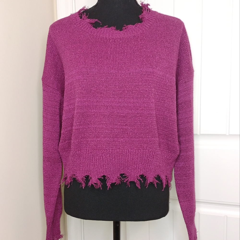 NEW w/tag Dreamers by Debut Intentionally Distressed Cotton Blend Sweater Lg NWT